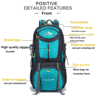 登山のバックパックをハイキングするBSCIの防水ハイキングのバックパック60L