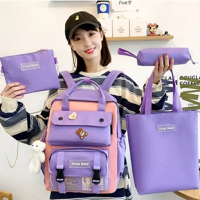 女の子の男の子のために置かれる1つのバックパック セットのランドセルに付き学生のキャンバス4つ