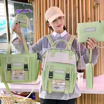 緑のバックパックはラップトップ学生の耐久のブック バッグの女の子を置く