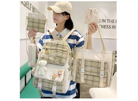 42cmはバックパックが5部分を印刷する美しい格子を置く学生の学校のBackpack