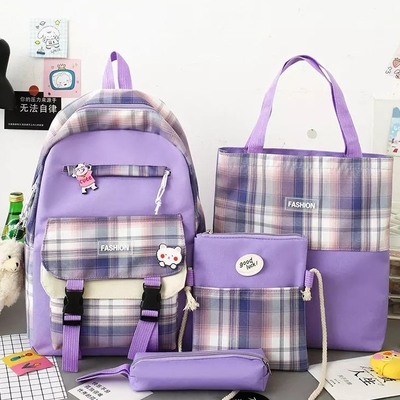 紫色の女性は女子学生のために置かれる一定の防水審美的なバックパックをBackpack